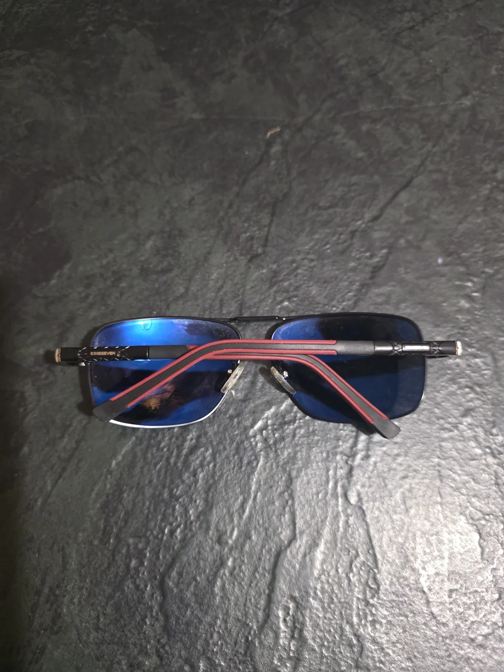 KINGSEVEN K724 Men's Polarized Aviator Sunglasses Black Red Frame 65-14-135